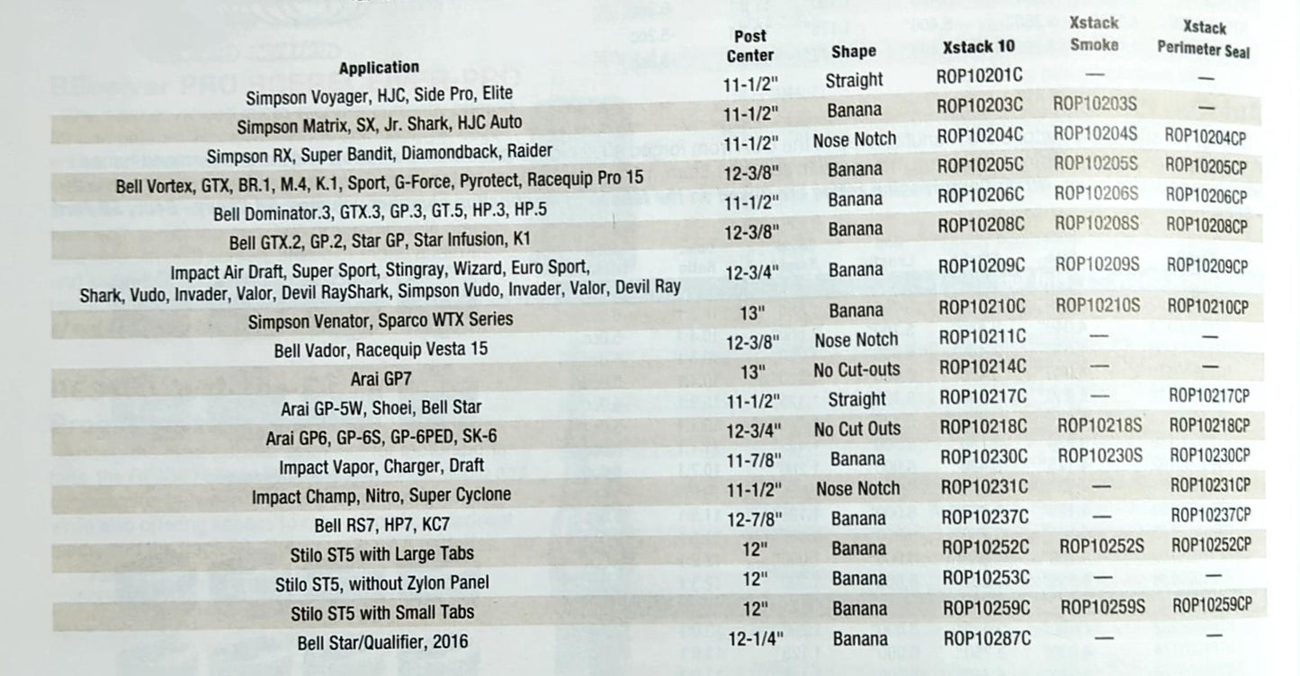 RACING OPTICS TEAR OFFS XSTACK 10